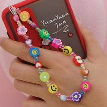 Load image into Gallery viewer, Shinus Heishi Disc Beads Crystal Chain For Phone Mobile Phone Lanyard Smile Cell Phone Chains 2021 LOVE Letter String Wristband