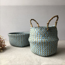 Load image into Gallery viewer, Foldable Handmade Seagrass Flower Pot Storage  Wicker Basket Rattan Straw Home Garden Wave Pattern Planter pots Laundry Basket