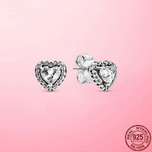 Load image into Gallery viewer, Silver Earrings Real 925 Sterling Silver Asymmetrical Heart Hoop Earrings for Women Fashion Silver Earring Jewelry Gift