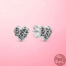 Load image into Gallery viewer, Silver Earrings Real 925 Sterling Silver Asymmetrical Heart Hoop Earrings for Women Fashion Silver Earring Jewelry Gift