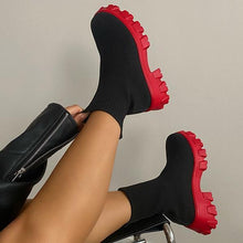 Load image into Gallery viewer, 2021 Autumn Winter New Couple Socks Shoes Women Thick-soled Casual Net Red Knitted Short Boots Women Botas De Mujer Large Size
