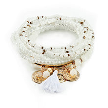 Load image into Gallery viewer, Women Bohemian Jewelry Multilayer Elastic Set Bracelets Bangles With Tassel Gold Coin Glass Beads Charm Wrap Bracelet Femme Gift