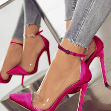 Load image into Gallery viewer, 2021New Summer High Heel Pointed Monochrome Belt Buckle Stylish Women&#39;S Single Shoes Rose Red Pink Black Apricot Color 34 - 43