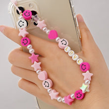 Load image into Gallery viewer, Shinus Heishi Disc Beads Crystal Chain For Phone Mobile Phone Lanyard Smile Cell Phone Chains 2021 LOVE Letter String Wristband