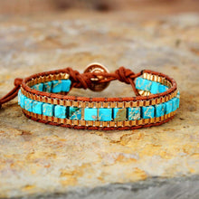 Load image into Gallery viewer, New Women Wrap Bracelets Turquise Stones Gold Chain Woven Wrap Bracelet Bohemian Statement Jewelry Dropship