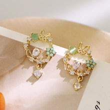 Load image into Gallery viewer, 2020 New Arrival Classic Round Pink Green Crystal Stud Earrings Sweet Flower Cirlce Jewelry Fashion Brincos Gift  for women