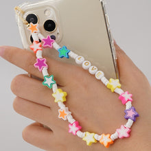 Load image into Gallery viewer, Shinus Heishi Disc Beads Crystal Chain For Phone Mobile Phone Lanyard Smile Cell Phone Chains 2021 LOVE Letter String Wristband
