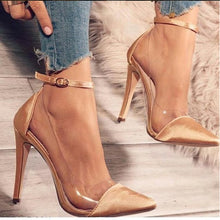 Load image into Gallery viewer, 2021New Summer High Heel Pointed Monochrome Belt Buckle Stylish Women&#39;S Single Shoes Rose Red Pink Black Apricot Color 34 - 43