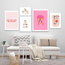 Load image into Gallery viewer, Nordic Abstract Poster Line Face Canvas Painting Wall Art Pink Style Letter Lucky You Pictures For Living Room Modern Decorative