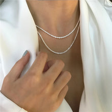 Load image into Gallery viewer, Popular 925 Sterling Silver Sparkling Clavicle Chain Choker Necklace For Women Fine Jewelry Wedding Party Birthday Gift