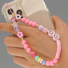 Load image into Gallery viewer, Shinus Heishi Disc Beads Crystal Chain For Phone Mobile Phone Lanyard Smile Cell Phone Chains 2021 LOVE Letter String Wristband