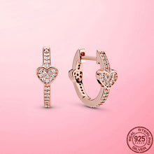 Load image into Gallery viewer, Silver Earrings Real 925 Sterling Silver Asymmetrical Heart Hoop Earrings for Women Fashion Silver Earring Jewelry Gift