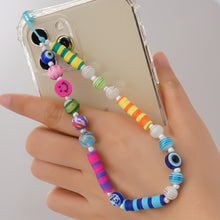 Load image into Gallery viewer, Shinus Heishi Disc Beads Crystal Chain For Phone Mobile Phone Lanyard Smile Cell Phone Chains 2021 LOVE Letter String Wristband