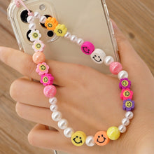 Load image into Gallery viewer, Shinus Heishi Disc Beads Crystal Chain For Phone Mobile Phone Lanyard Smile Cell Phone Chains 2021 LOVE Letter String Wristband