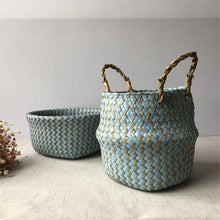 Load image into Gallery viewer, Foldable Handmade Seagrass Flower Pot Storage  Wicker Basket Rattan Straw Home Garden Wave Pattern Planter pots Laundry Basket