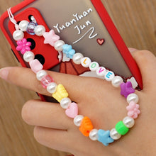 Load image into Gallery viewer, Shinus Heishi Disc Beads Crystal Chain For Phone Mobile Phone Lanyard Smile Cell Phone Chains 2021 LOVE Letter String Wristband