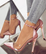 Load image into Gallery viewer, 2021New Summer High Heel Pointed Monochrome Belt Buckle Stylish Women&#39;S Single Shoes Rose Red Pink Black Apricot Color 34 - 43