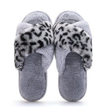 Load image into Gallery viewer, New cross-border home leopard cross gross slippers female European and American INS wind profile plush floor cotton slippers female